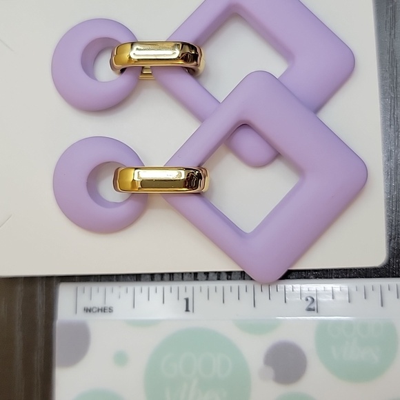 Acrylic Fashion Dangle Earrings Pink Purple Yellow Green Geometric - Picture 7 of 8